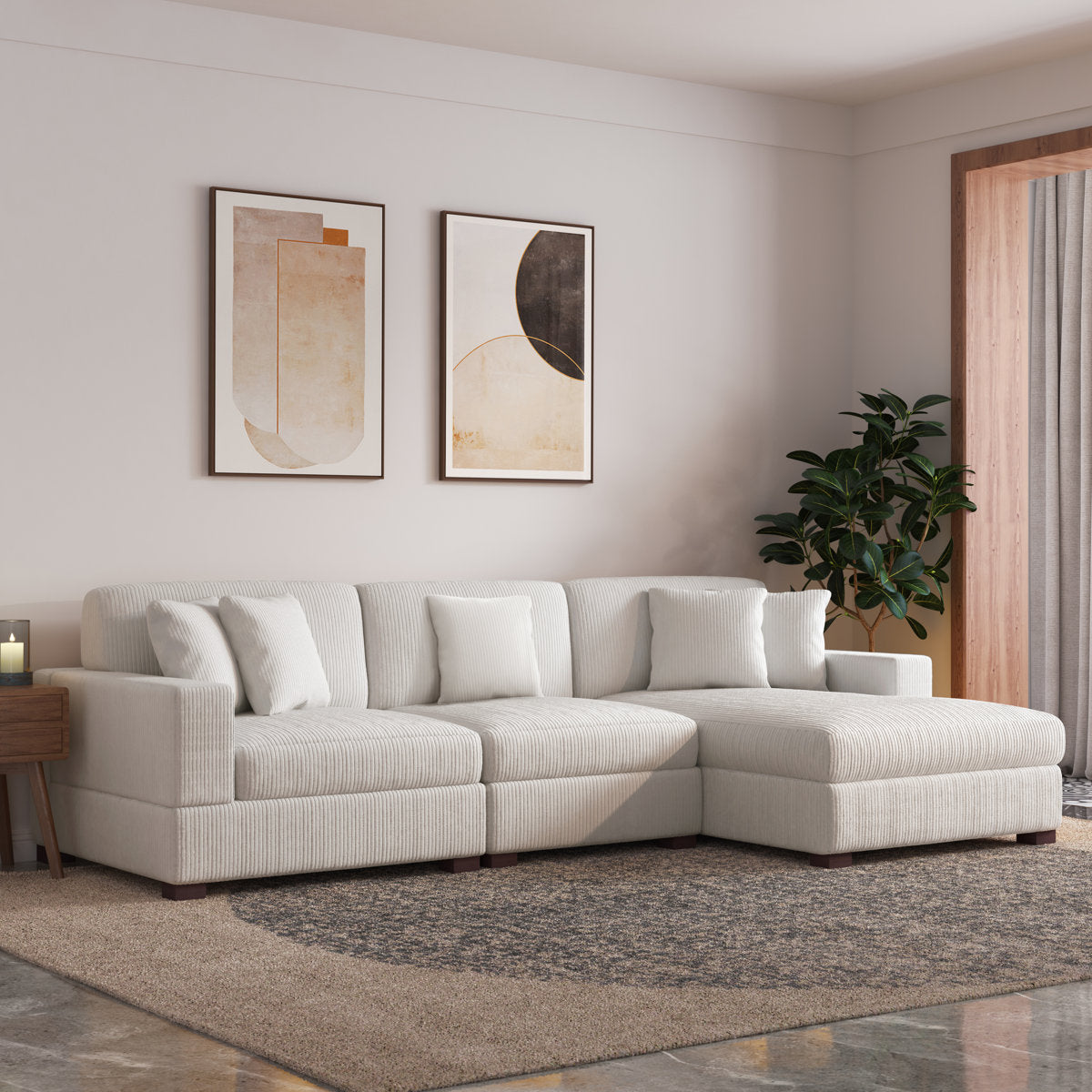Milbrey 3 - Piece Corduroy Modular Sectional Sofa
