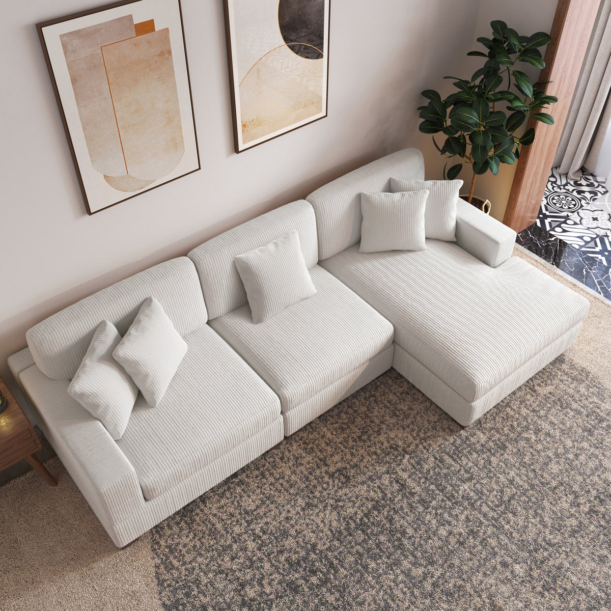 Milbrey 3 - Piece Corduroy Modular Sectional Sofa