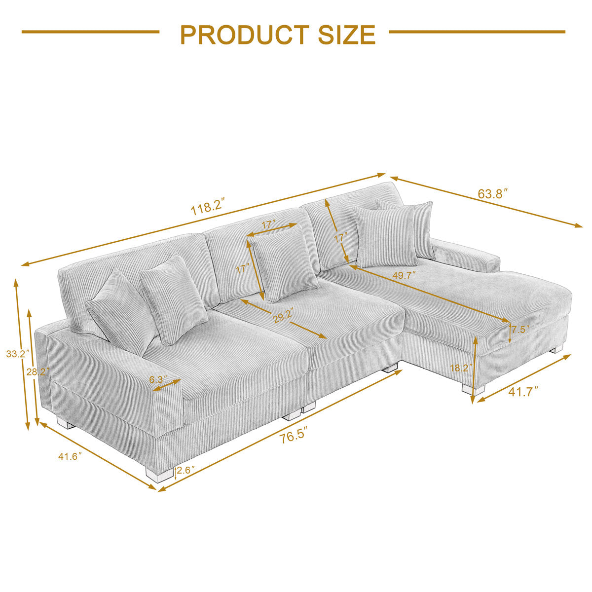 Milbrey 3 - Piece Corduroy Modular Sectional Sofa