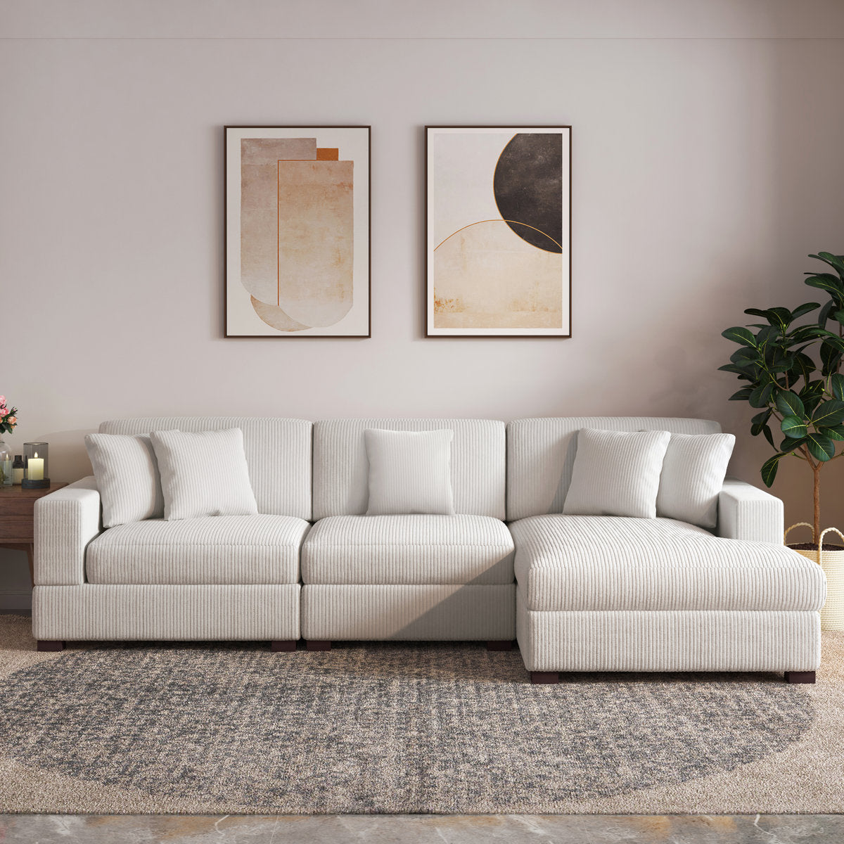 Milbrey 3 - Piece Corduroy Modular Sectional Sofa