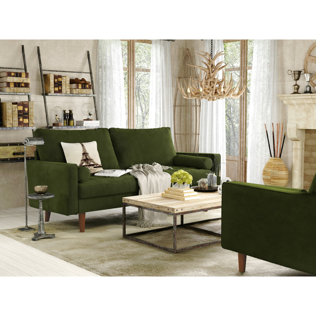 Mirei Velvet Square Arm Living Room Set