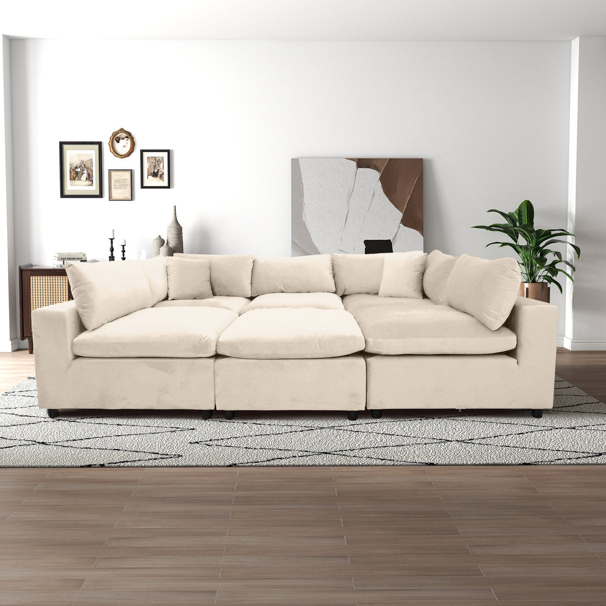 Mississippi 6 - Piece Velvet Upholstered Modular Sectional Sofa