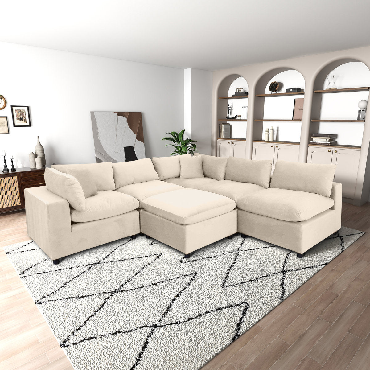 Mississippi 6 - Piece Velvet Upholstered Modular Sectional Sofa