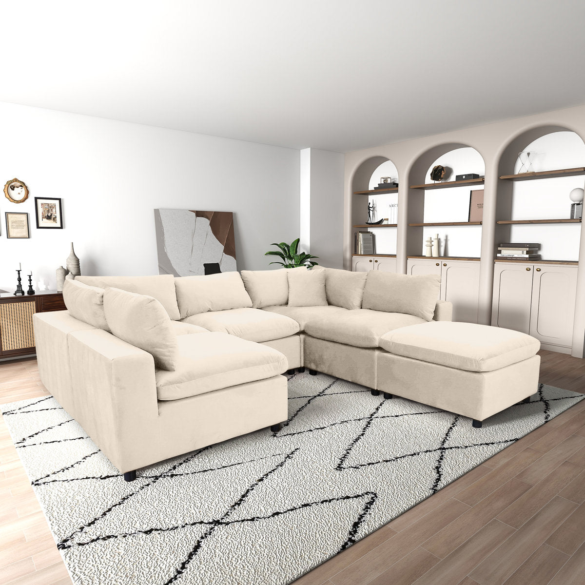 Mississippi 6 - Piece Velvet Upholstered Modular Sectional Sofa