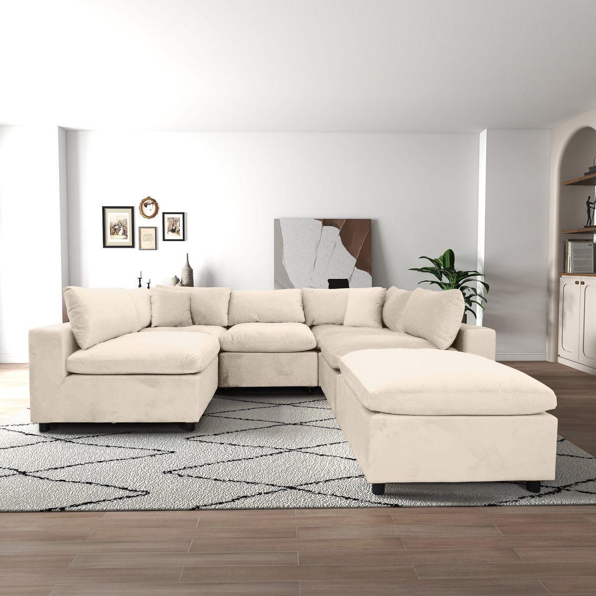 Mississippi 6 - Piece Velvet Upholstered Modular Sectional Sofa