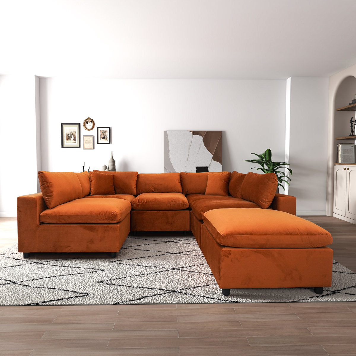 Mississippi 6 - Piece Velvet Upholstered Modular Sectional Sofa