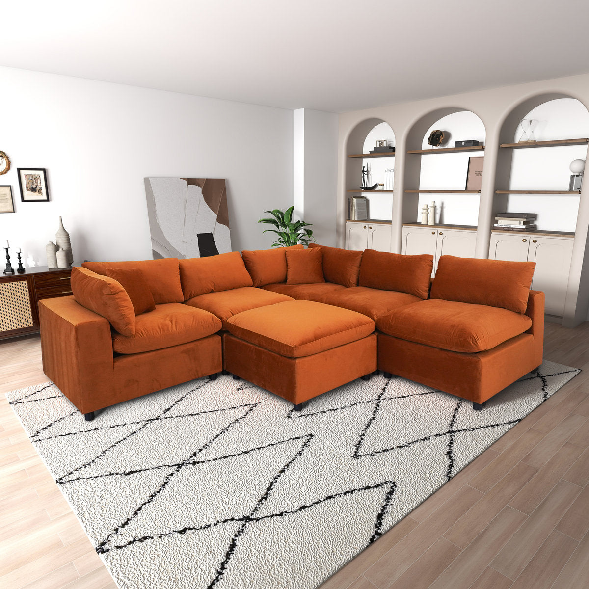 Mississippi 6 - Piece Velvet Upholstered Modular Sectional Sofa