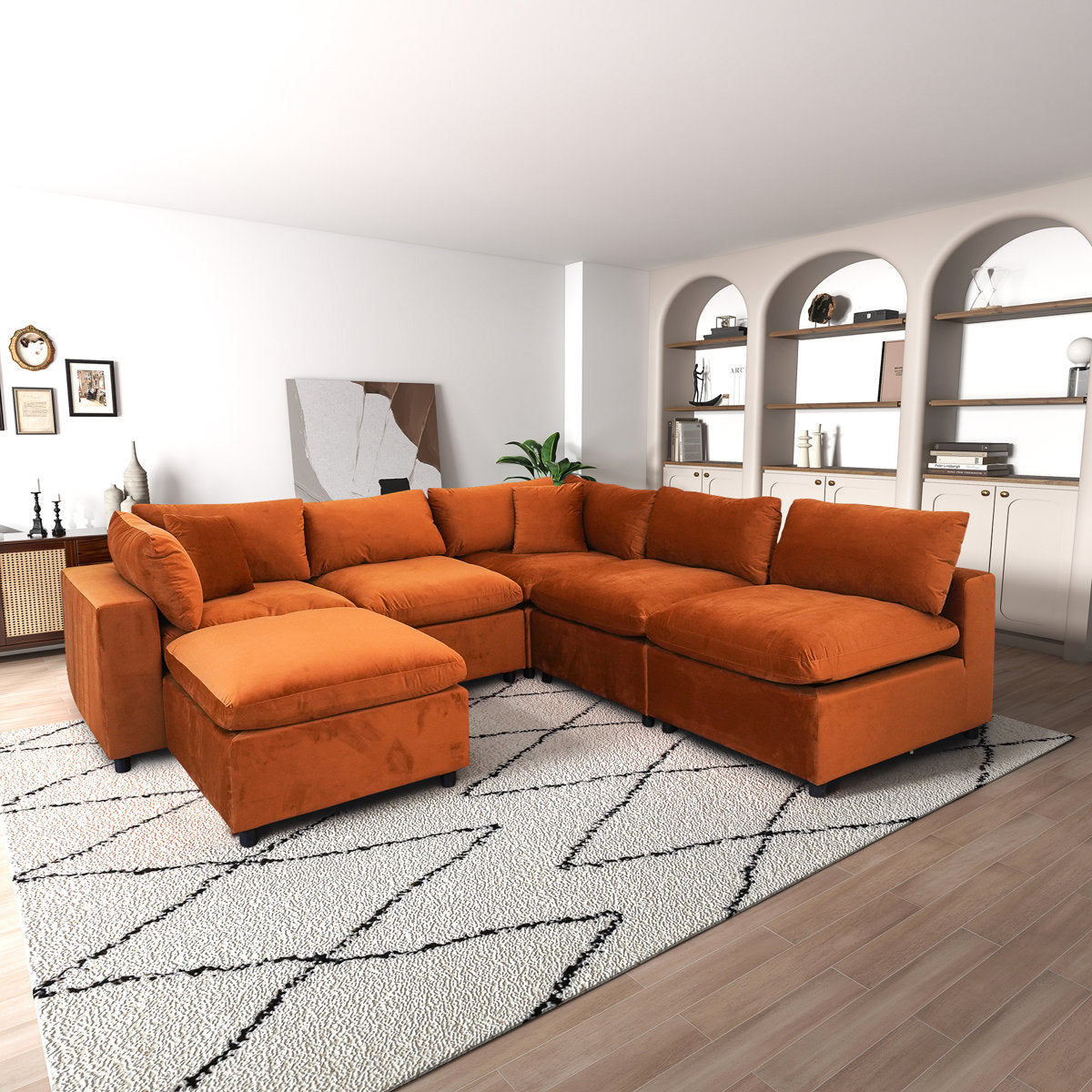 Mississippi 6 - Piece Velvet Upholstered Modular Sectional Sofa