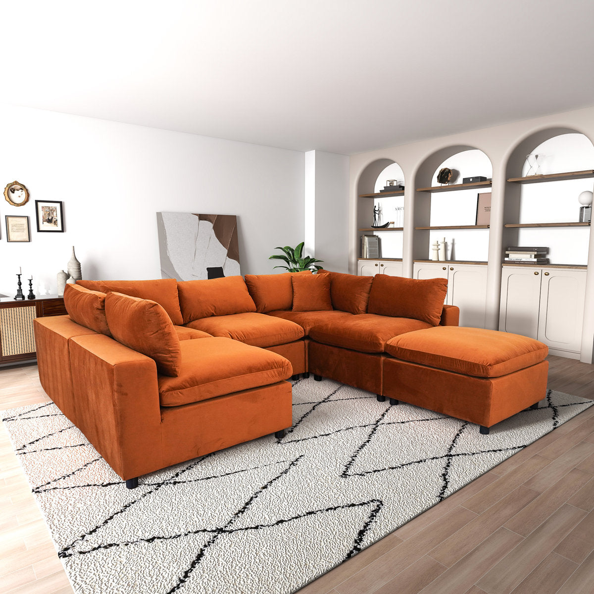 Mississippi 6 - Piece Velvet Upholstered Modular Sectional Sofa