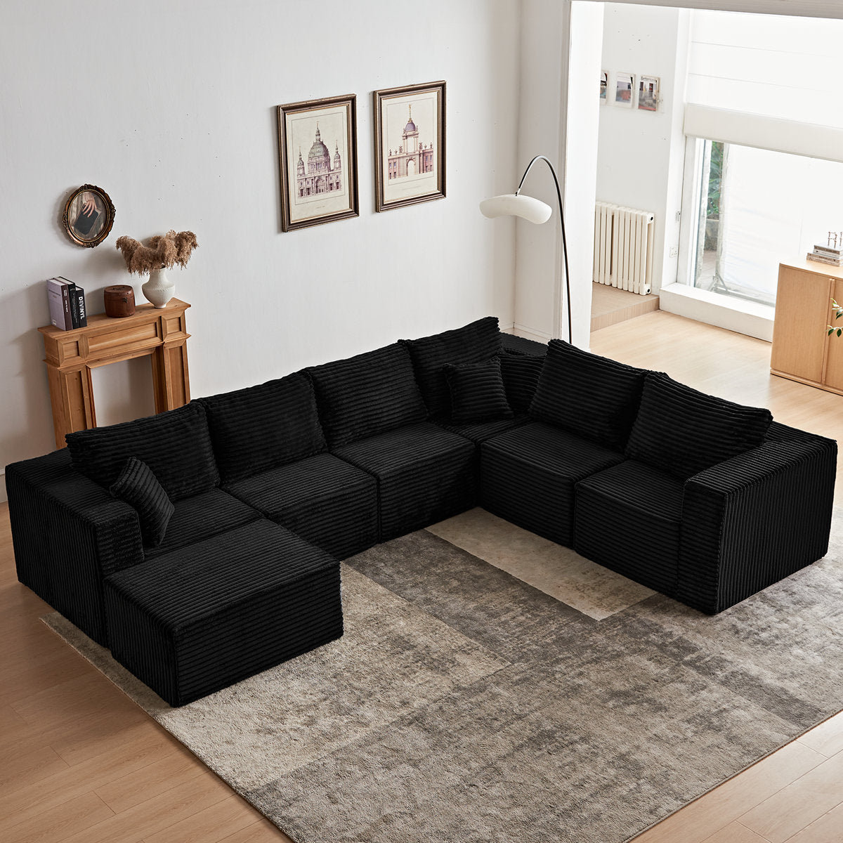 Modular Cloud Sectional Sofa With U-Shape Chaise, Cloud Couch Sectional With Deep Seat & Plush Corduroy Fabric, No Assembly Needed Upholstered Couches For Living Room, Bedroom