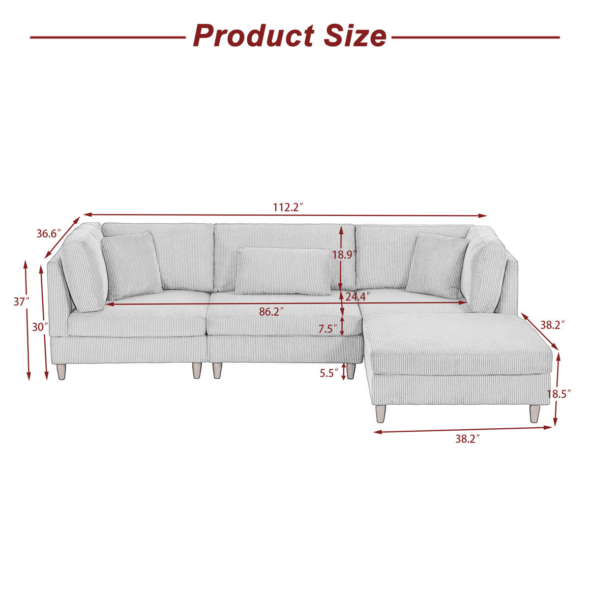 Mordecai Modular Corduroy Sofa Set