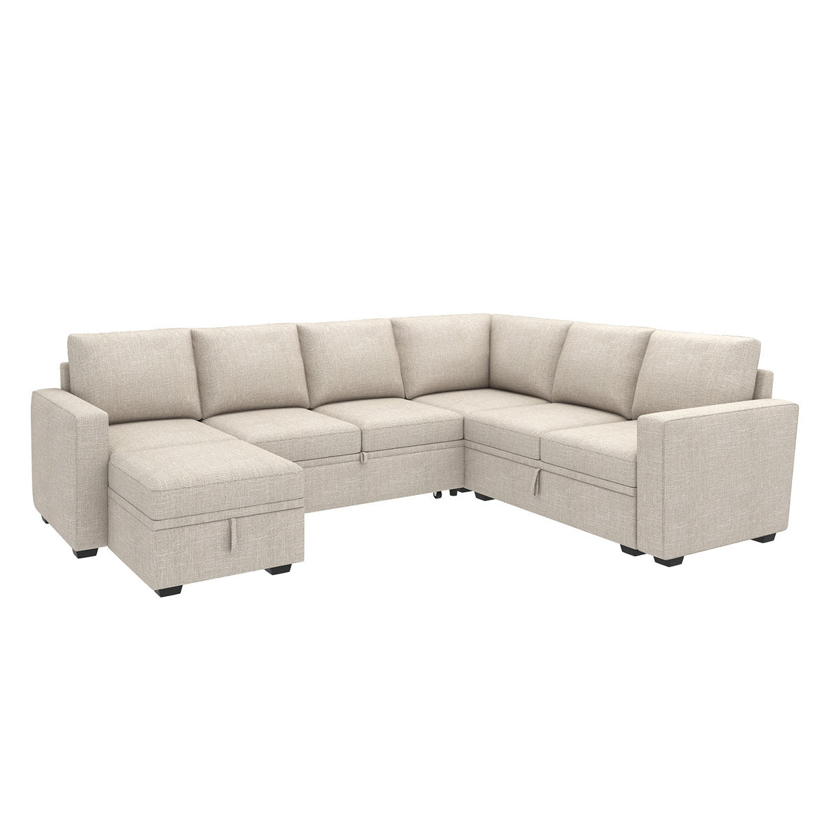 Niyona U Shaped Sleeper Sectional Modular Sofa Bed With Storage Chaise