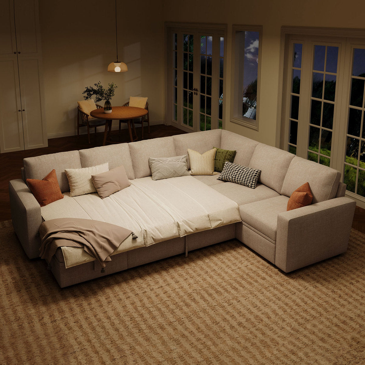 Niyona U Shaped Sleeper Sectional Modular Sofa Bed With Storage Chaise