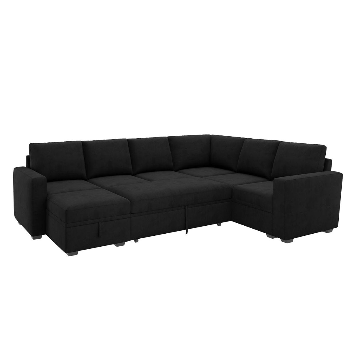 Niyona U Shaped Sleeper Sectional Modular Sofa Bed With Storage Chaise