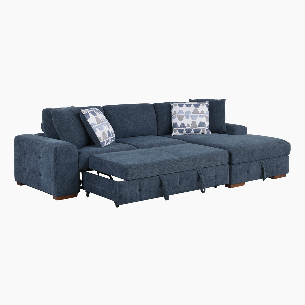Odesser  115"W 2-Piece Chenille Sectional Sofa Sleeper with Chaise