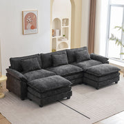 Praylow 120” Comfy Cloud Couch U Shaped Sectional Sofa with Two Ottomans