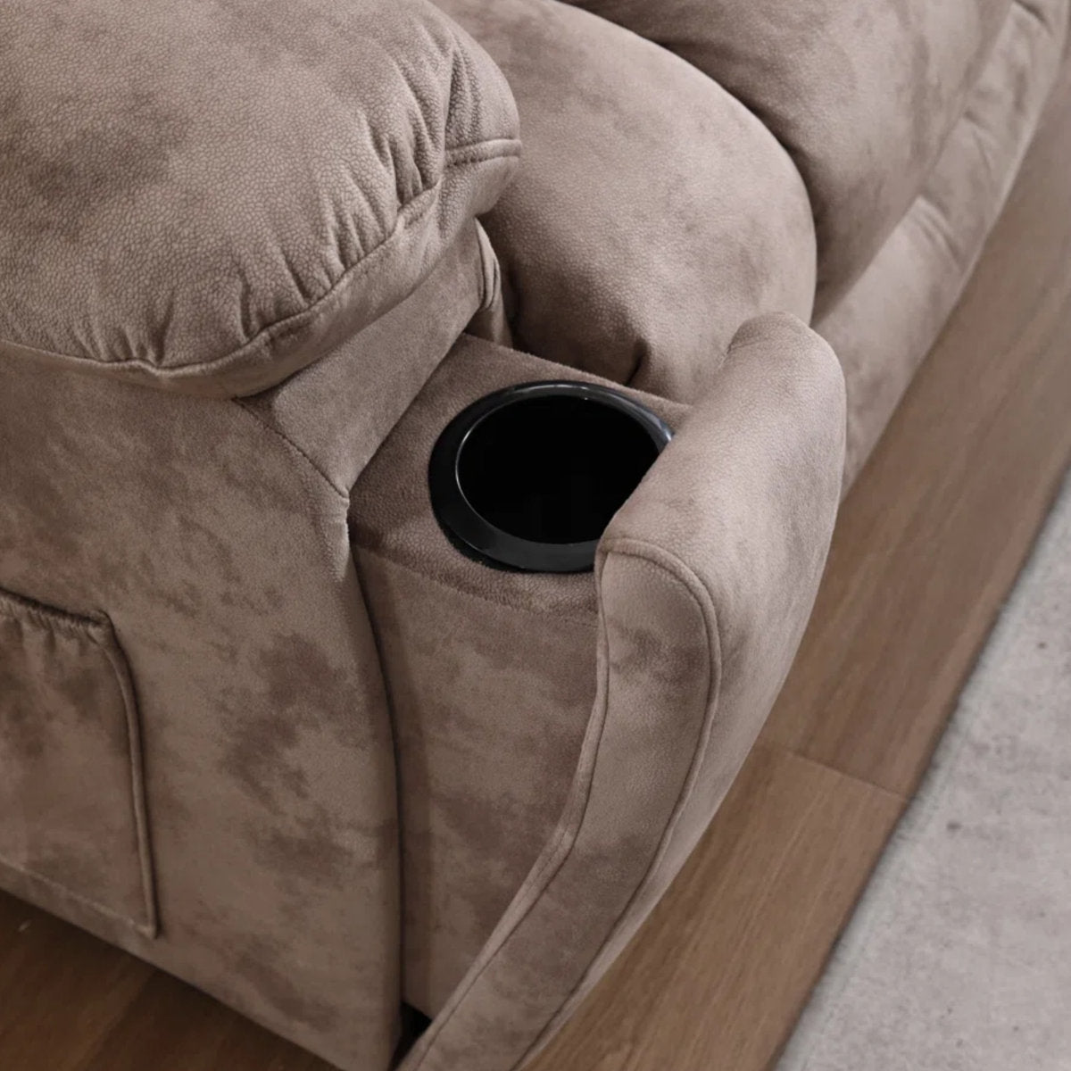 Quiteris 2-Piece Microsuede Upholstery Mannual Reclining Living Room Set with Cupholders