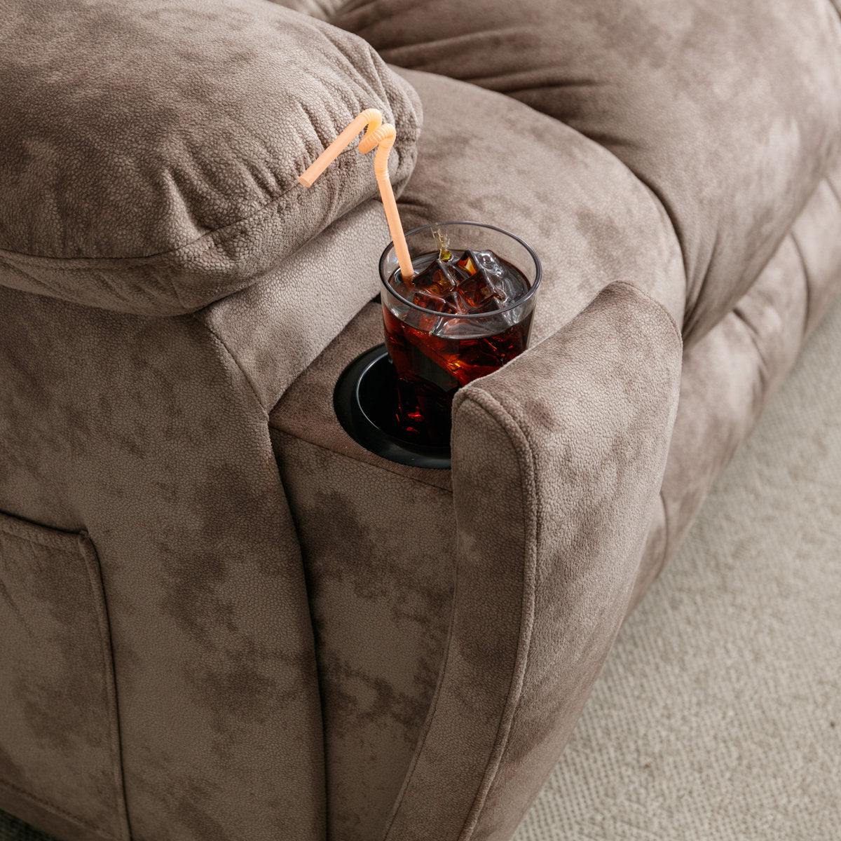 Quiteris 2-Piece Microsuede Upholstery Mannual Reclining Living Room Set with Cupholders