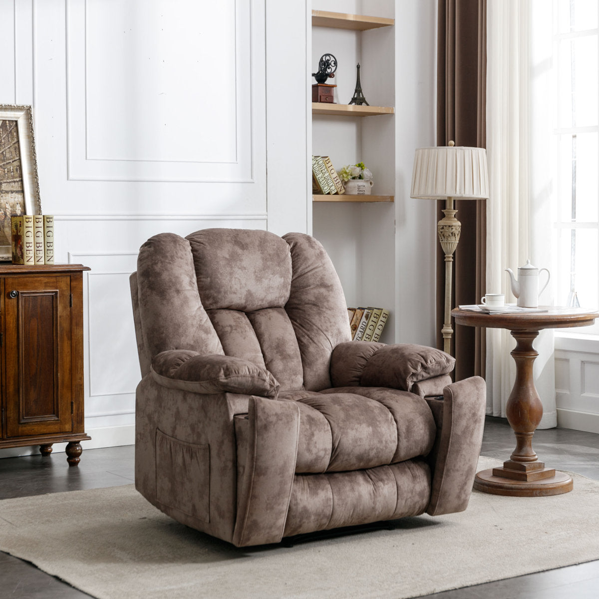 Quiteris 2-Piece Microsuede Upholstery Mannual Reclining Living Room Set with Cupholders