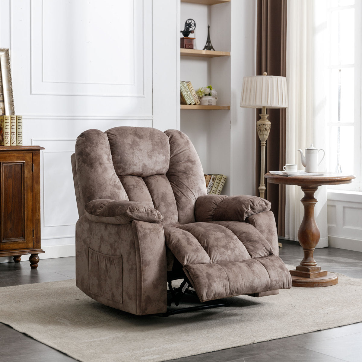 Quiteris 2-Piece Microsuede Upholstery Mannual Reclining Living Room Set with Cupholders