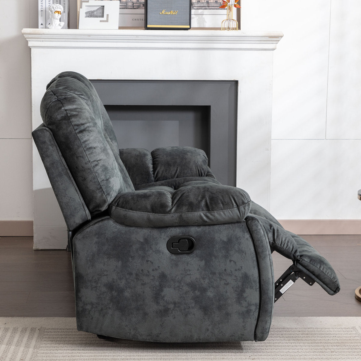 Quiteris 2 Piece Modern Oversized Manual Microfiber Reclining Living Room Set with Cupholders