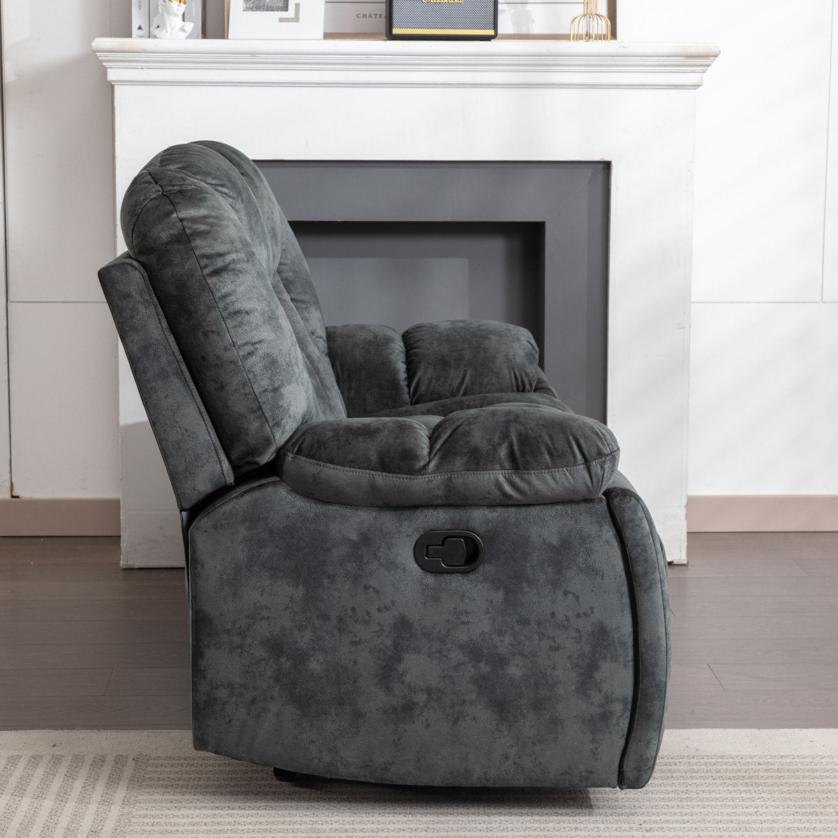 Quiteris 2 Piece Modern Oversized Manual Microfiber Reclining Living Room Set with Cupholders