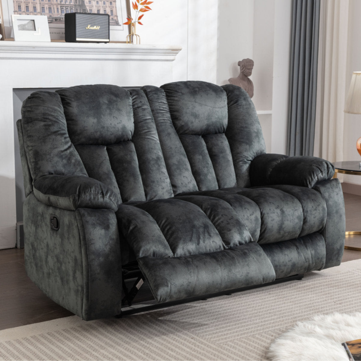 Quiteris 2 Piece Modern Oversized Manual Microfiber Reclining Living Room Set with Cupholders