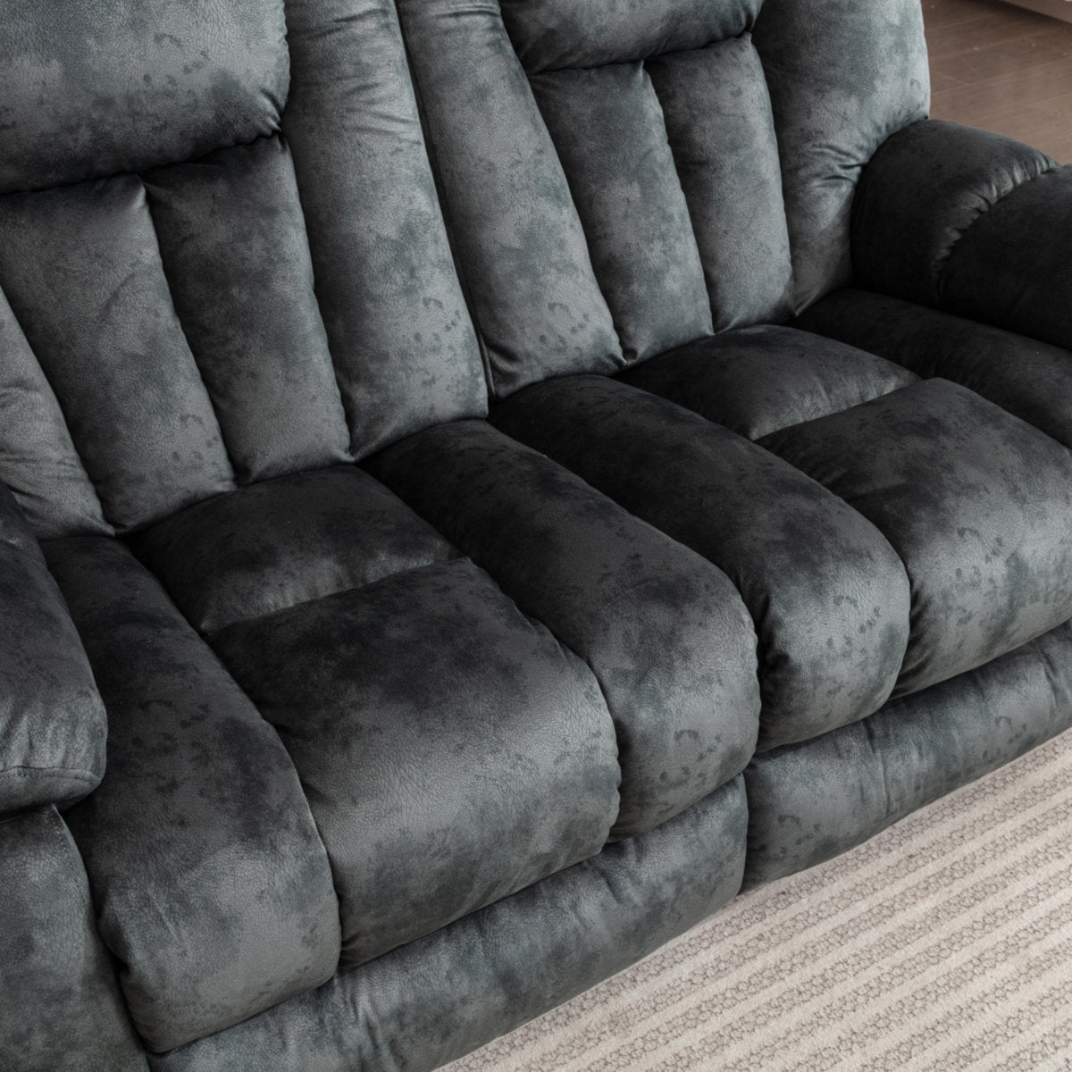 Quiteris 2 Piece Modern Oversized Manual Microfiber Reclining Living Room Set with Cupholders