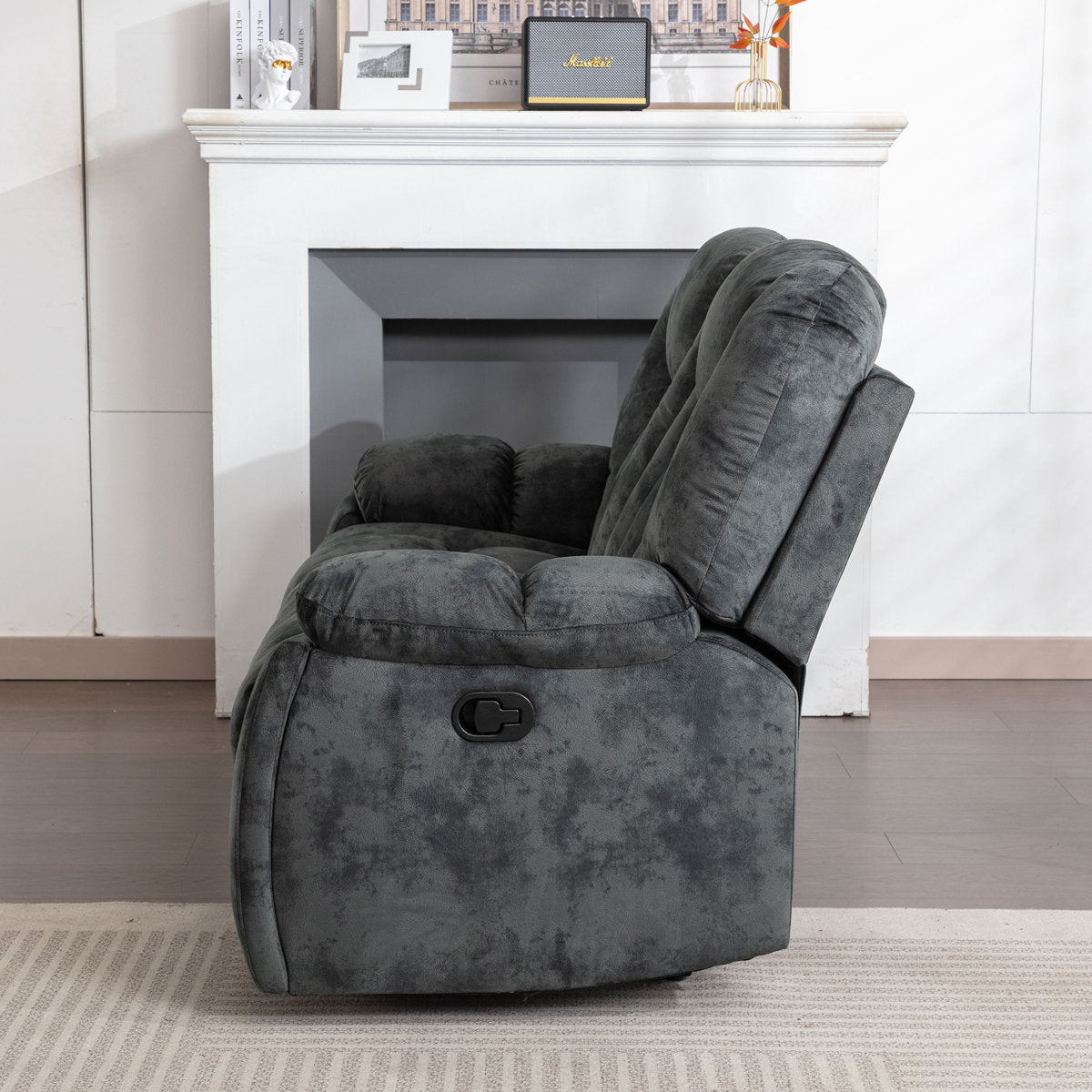 Quiteris 2 Piece Modern Oversized Manual Microfiber Reclining Living Room Set with Cupholders