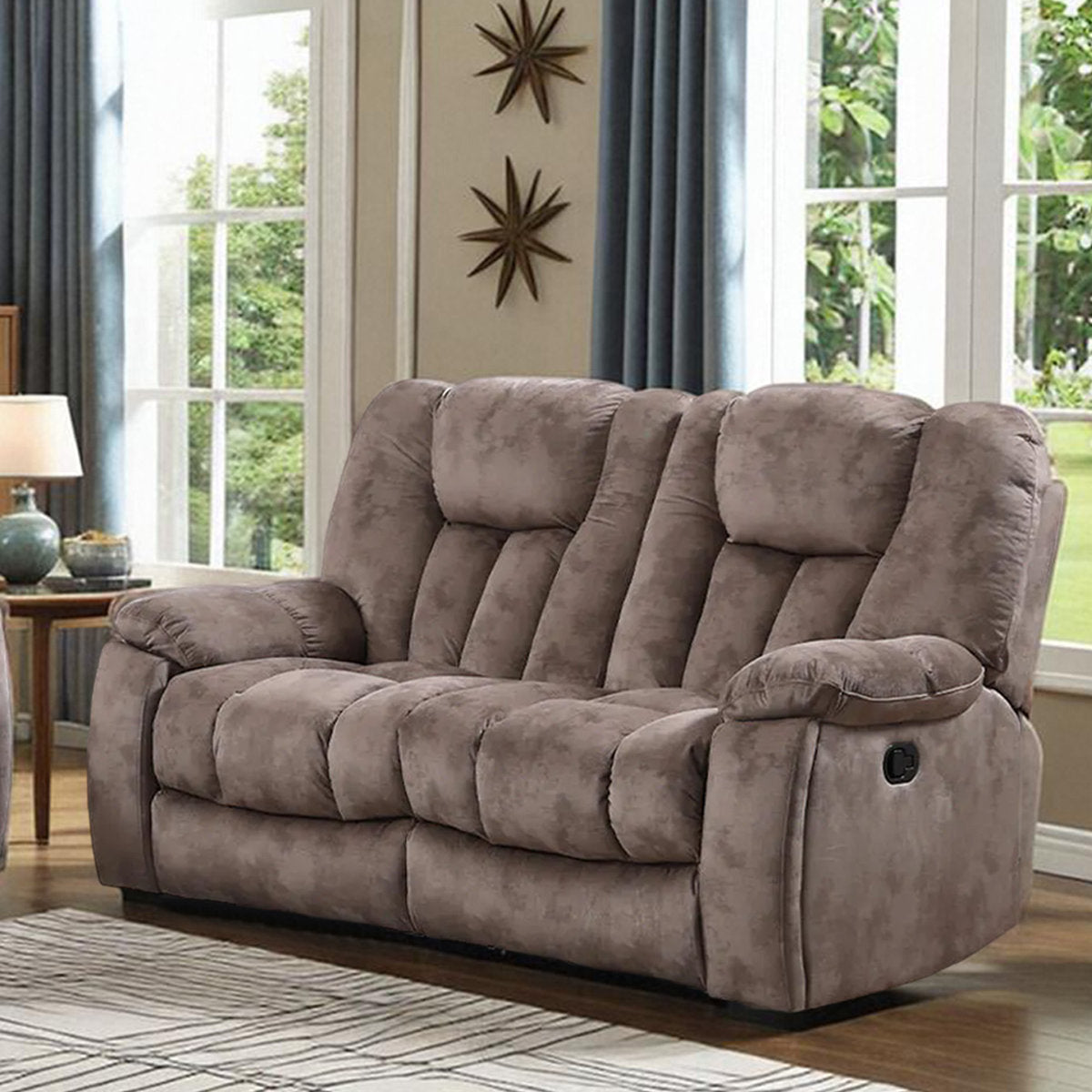 Quiteris 2 Piece Modern Oversized Manual Microfiber Reclining Living Room Set with Cupholders