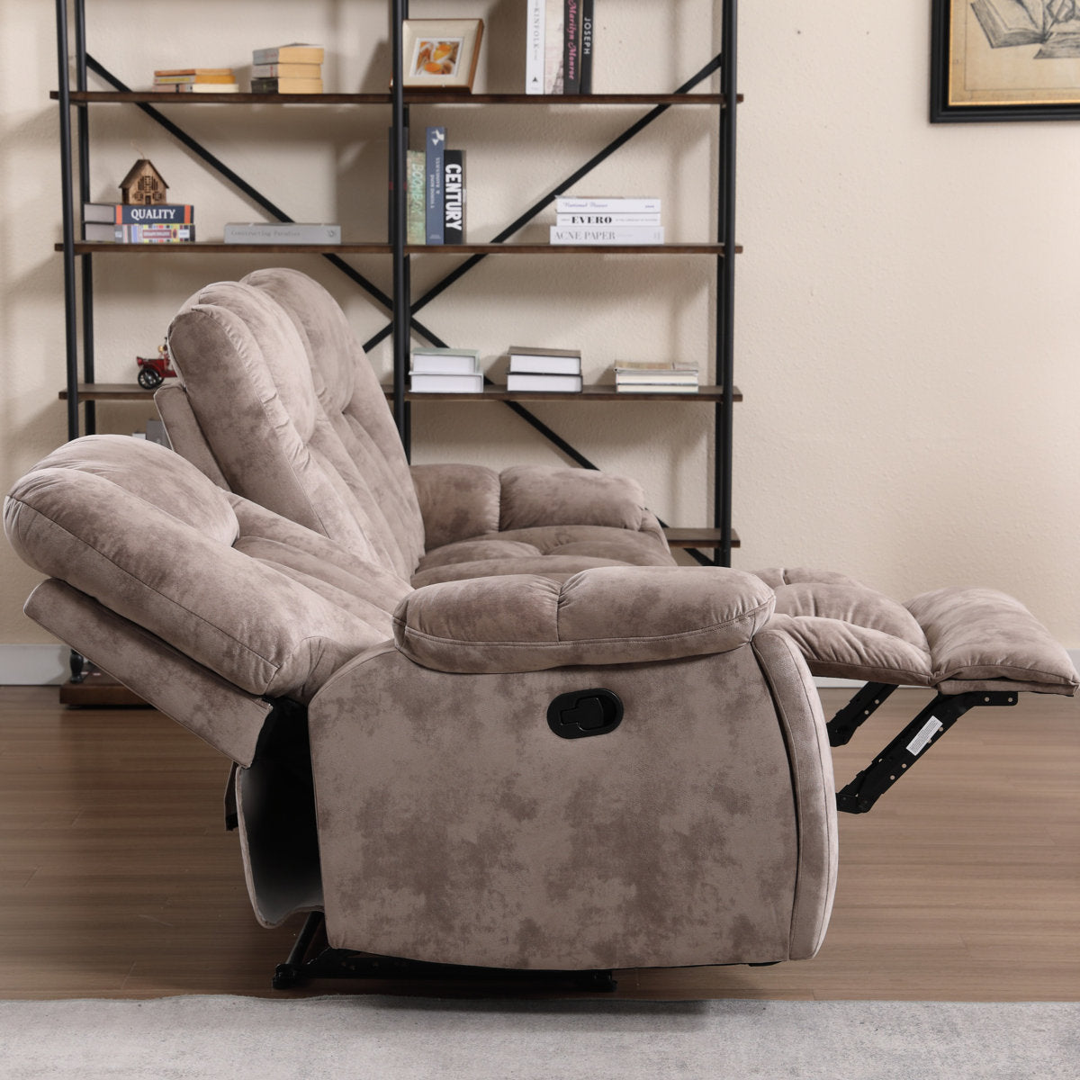 Quiteris 2 Piece Modern Oversized Manual Microfiber Reclining Living Room Set with Cupholders