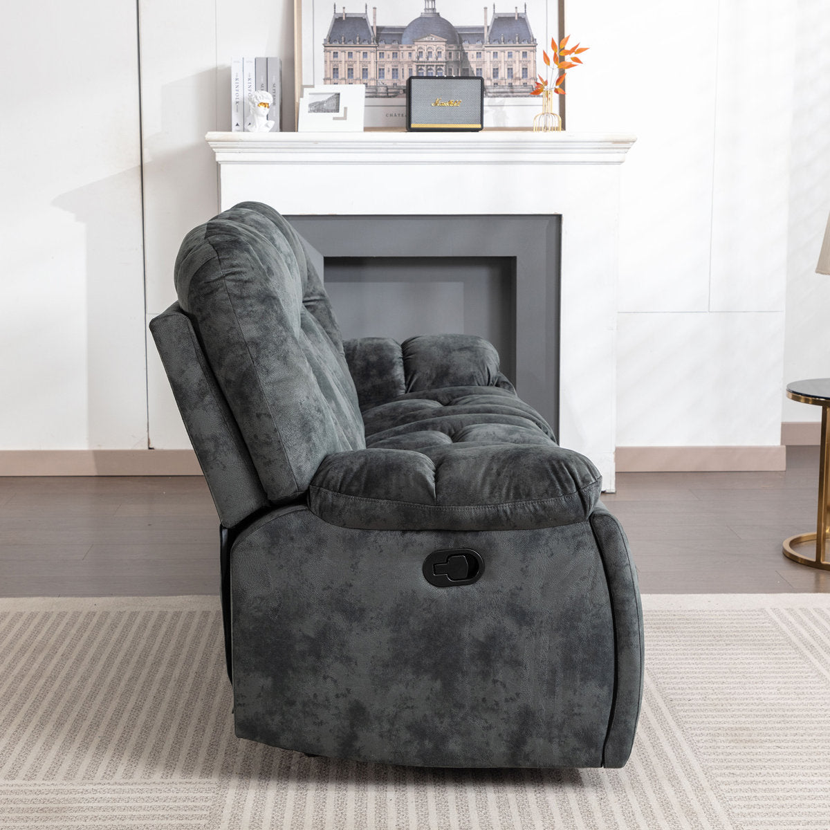 Quiteris 3-Piece Microsuede Upholstery Living Room Set with Cupholders