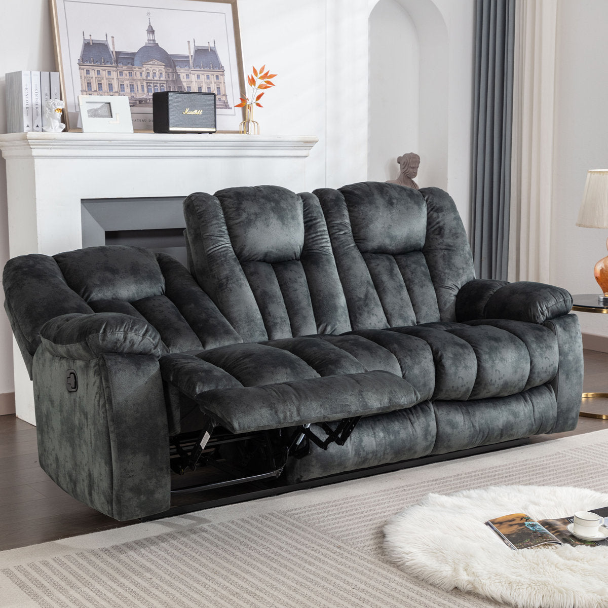 Quiteris 3-Piece Microsuede Upholstery Living Room Set with Cupholders