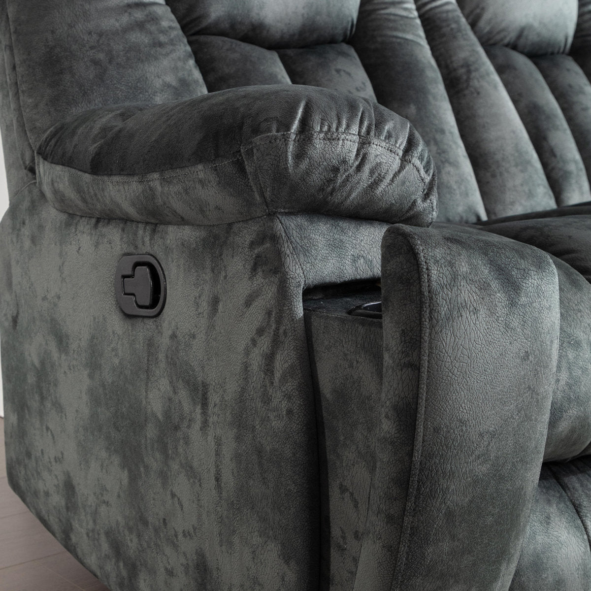 Quiteris 3-Piece Microsuede Upholstery Living Room Set with Cupholders