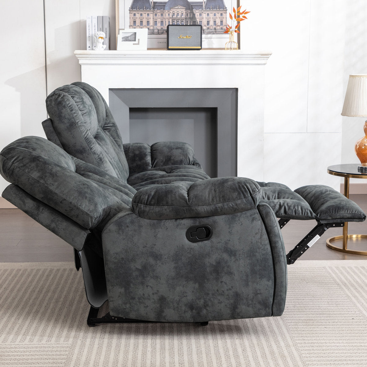 Quiteris 3-Piece Microsuede Upholstery Living Room Set with Cupholders