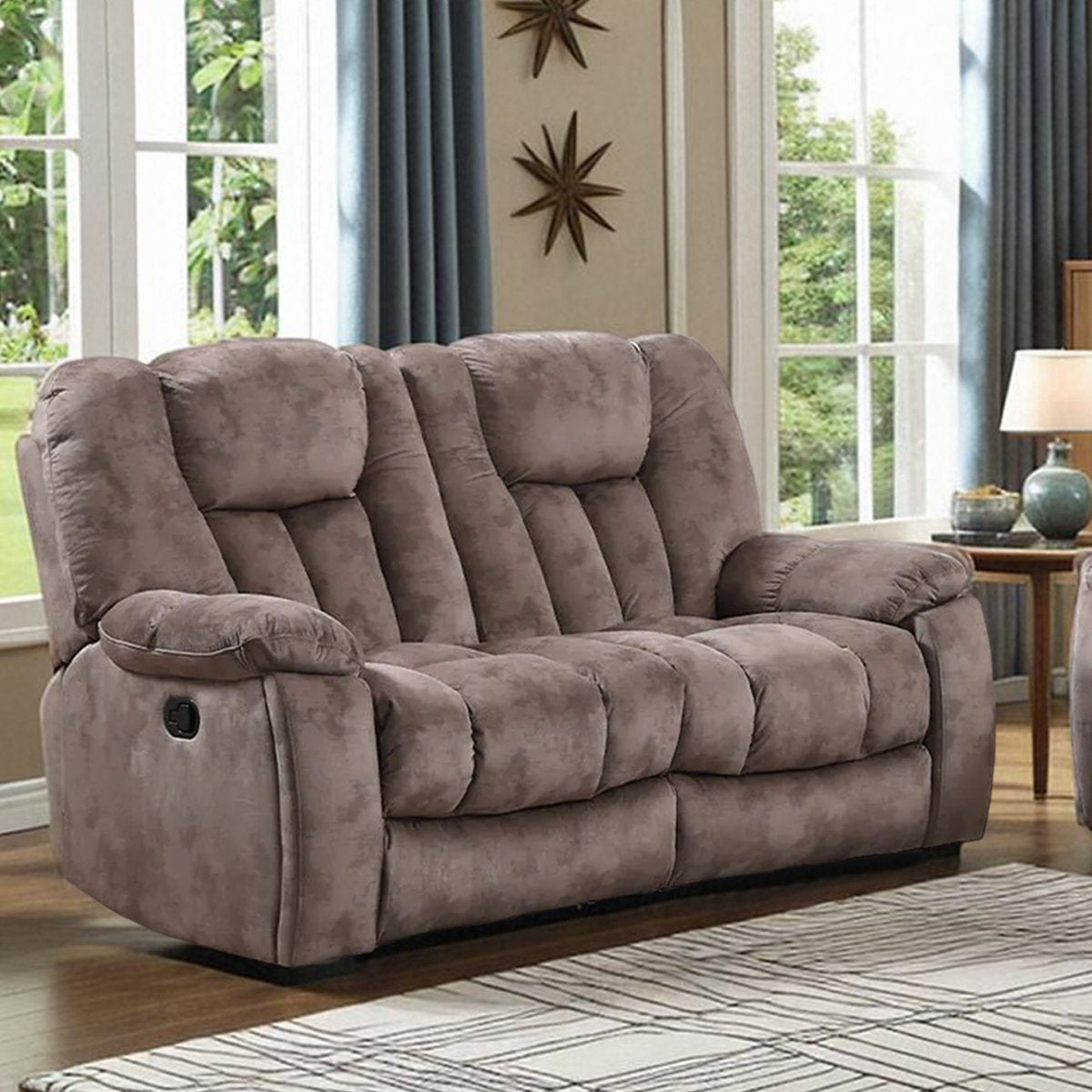 Quiteris 3-Piece Microsuede Upholstery Living Room Set with Cupholders