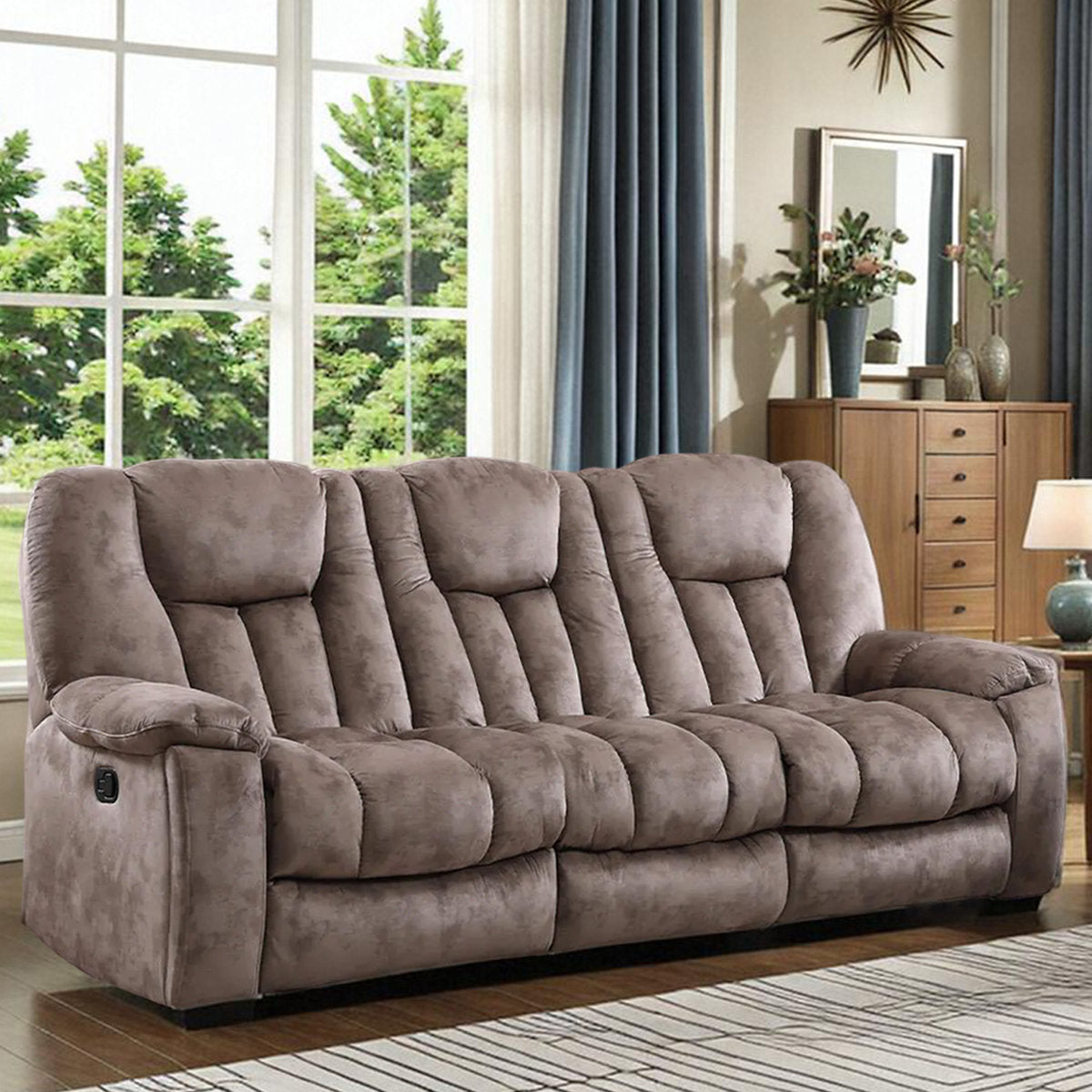 Quiteris 3-Piece Microsuede Upholstery Living Room Set with Cupholders