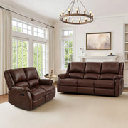 Raab Jackson 2-Piece Leather Upholstered Manual Reclining Living Room Set, Recliner Couch Sofa Set