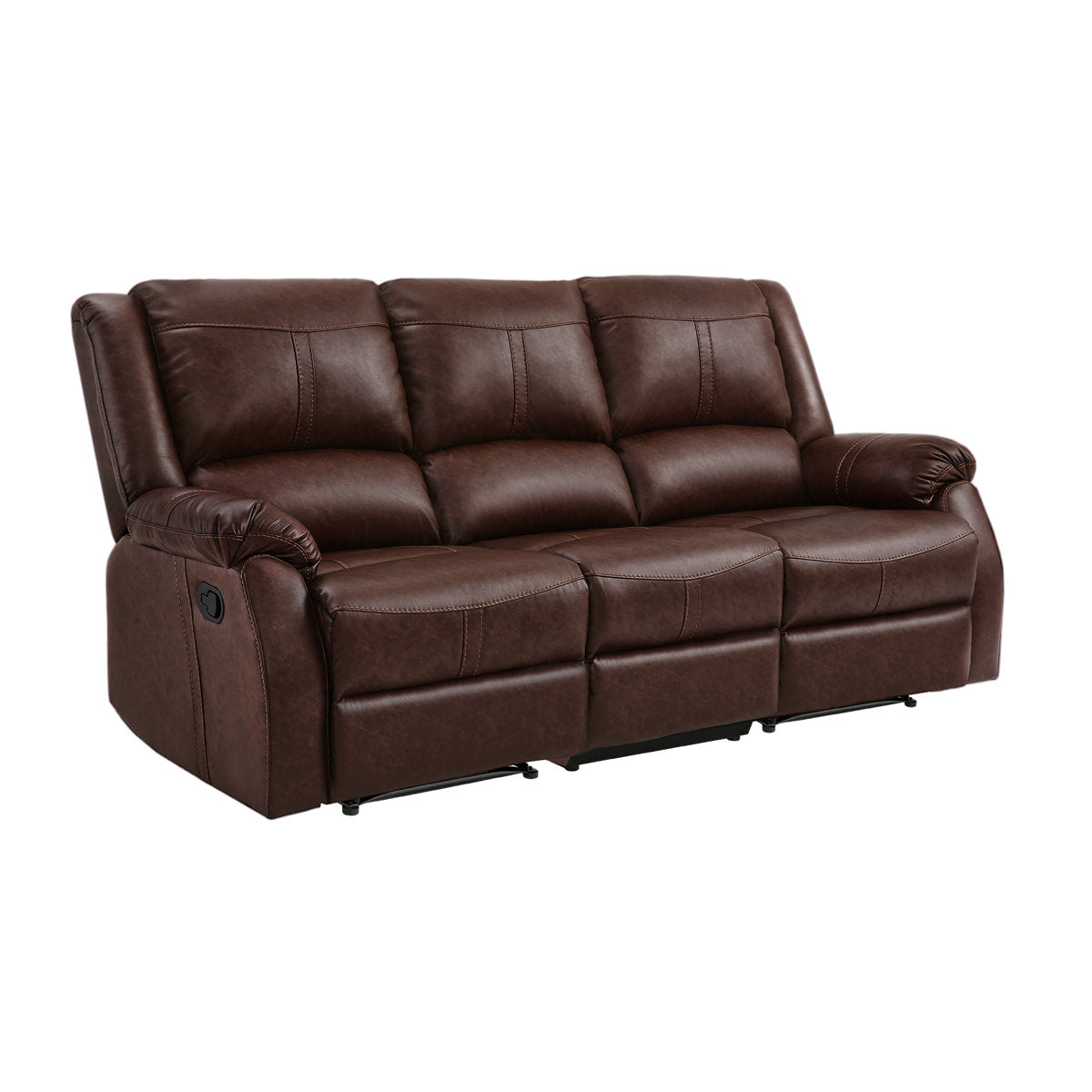 Raab Jackson 2-Piece Leather Upholstered Manual Reclining Living Room Set, Recliner Couch Sofa Set