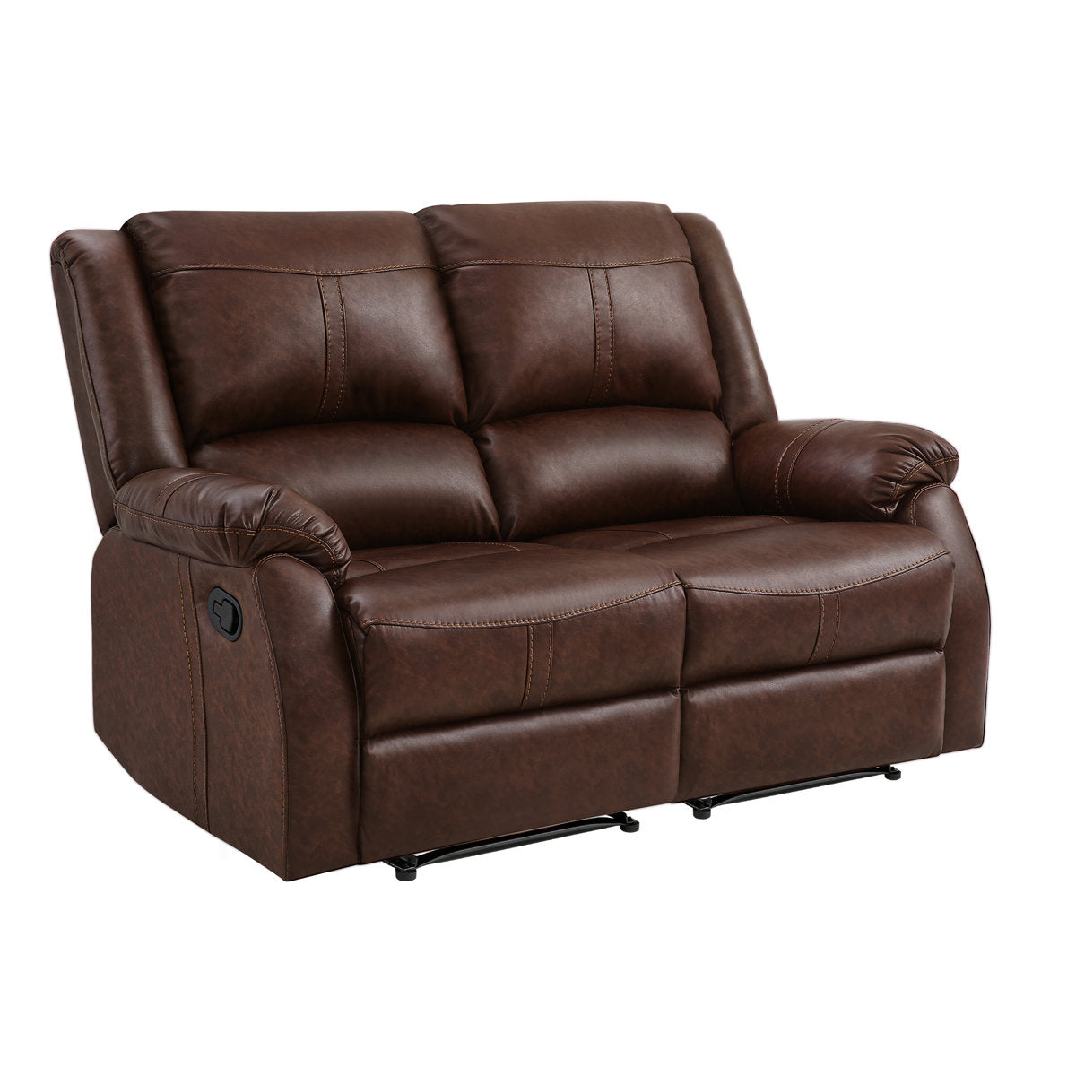 Raab Jackson 2-Piece Leather Upholstered Manual Reclining Living Room Set, Recliner Couch Sofa Set