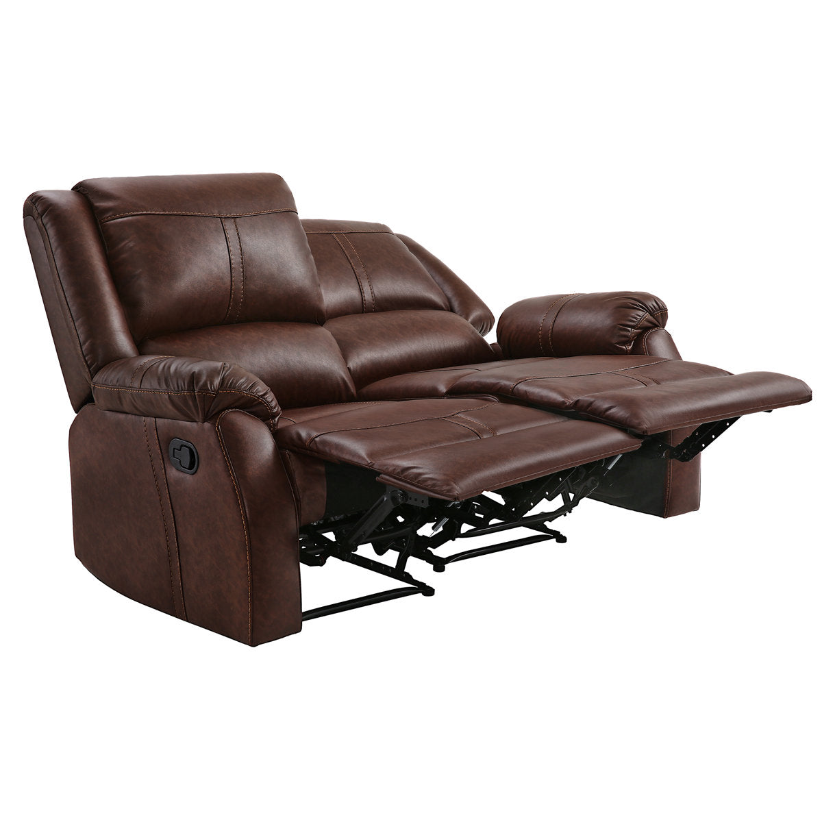 Raab Jackson 2-Piece Leather Upholstered Manual Reclining Living Room Set, Recliner Couch Sofa Set