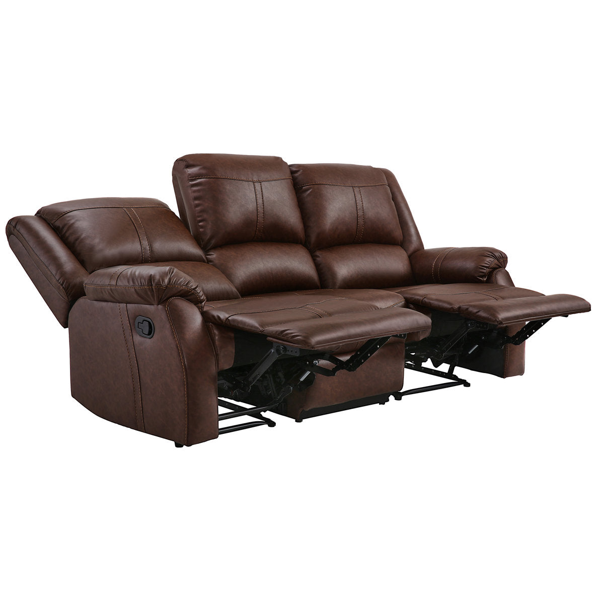 Raab Jackson 2-Piece Leather Upholstered Manual Reclining Living Room Set, Recliner Couch Sofa Set