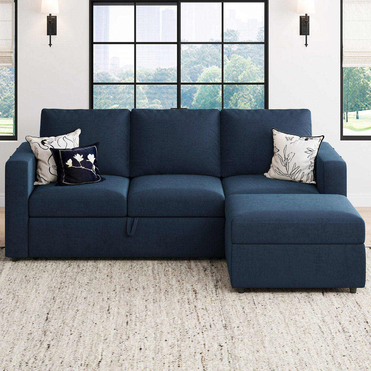 Rafael L Shaped Sofa Pull Out Sofa Bed Convertible Modular Sectional Couch Sleeper For Apartment