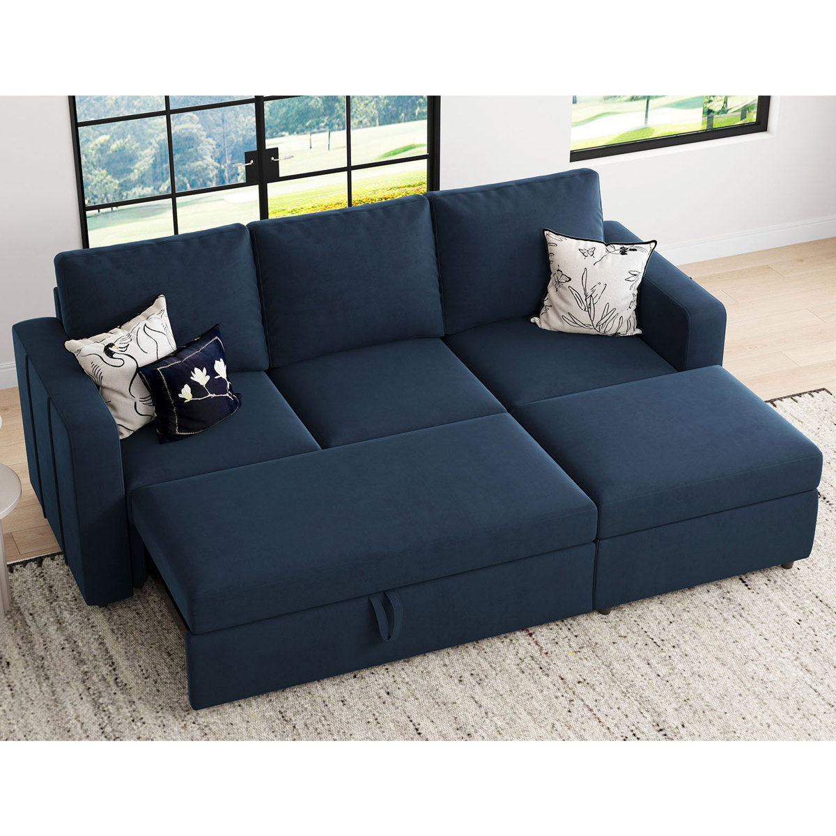 Rafael L Shaped Sofa Pull Out Sofa Bed Convertible Modular Sectional Couch Sleeper For Apartment