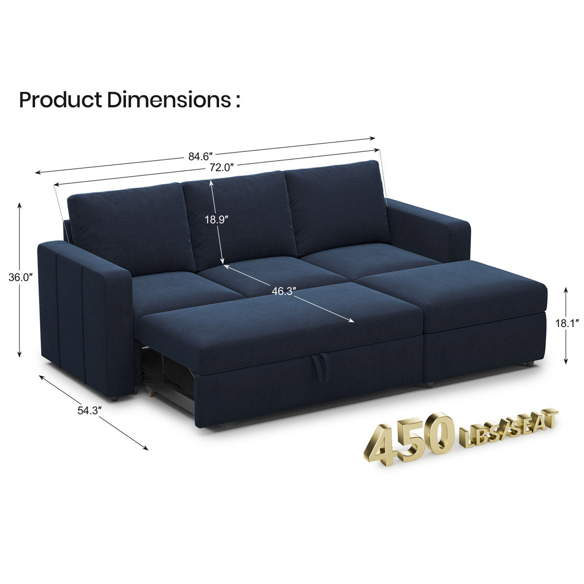 Rafael L Shaped Sofa Pull Out Sofa Bed Convertible Modular Sectional Couch Sleeper For Apartment