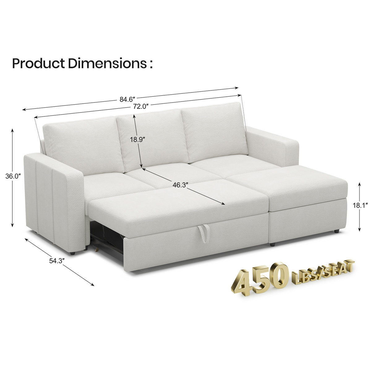 Rafael L Shaped Sofa Pull Out Sofa Bed Convertible Modular Sectional Couch Sleeper For Apartment