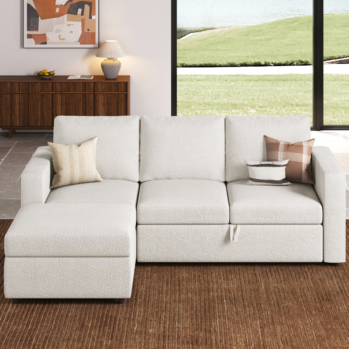 Rafael L Shaped Sofa Pull Out Sofa Bed Convertible Modular Sectional Couch Sleeper For Apartment