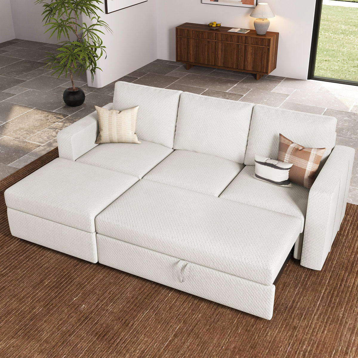 Rafael L Shaped Sofa Pull Out Sofa Bed Convertible Modular Sectional Couch Sleeper For Apartment