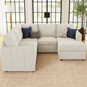 Rafael Velvet Chenille U Shaped Modular Sectional Sofa Apartment Pull Out Sofa Bed Sleeper Corner Sofa With Storage Ottoman