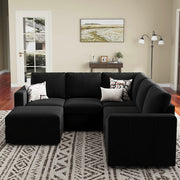 Rafael Velvet Chenille U Shaped Modular Sectional Sofa Apartment Pull Out Sofa Bed Sleeper Corner Sofa With Storage Ottoman